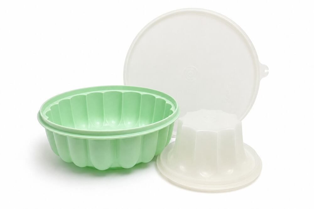Vintage Tupperware Jel-Ring Mold 1202 Mint Green 3 Piece Jello Gelatin